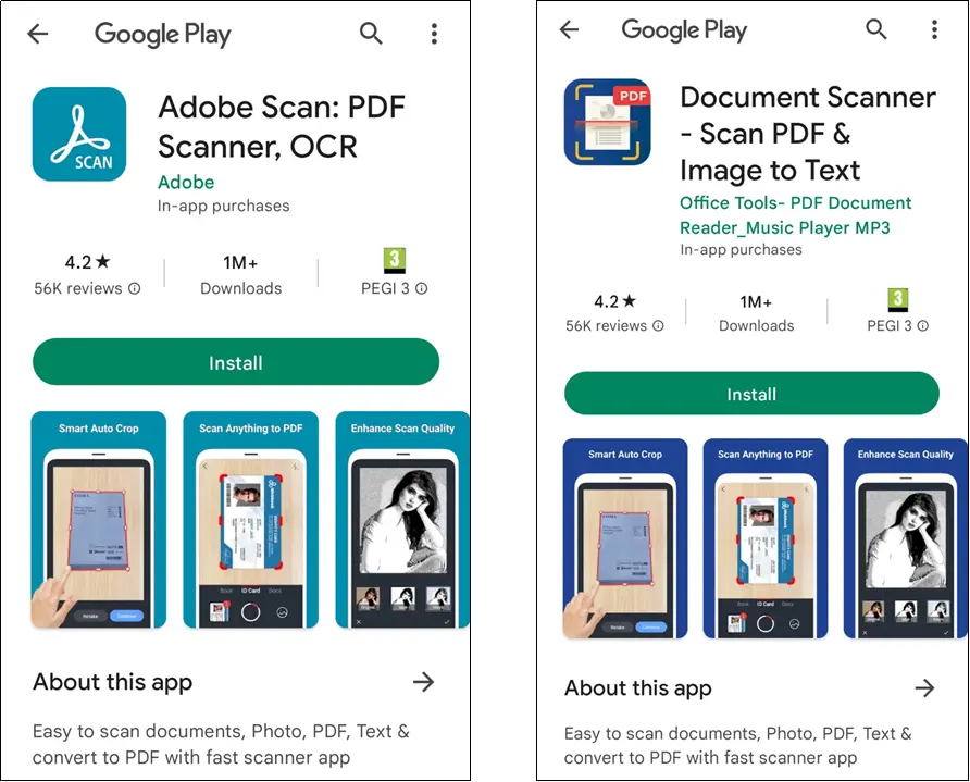 Figure A.3: Screenshot images of the app presentation page with variation in developer’s brand.
